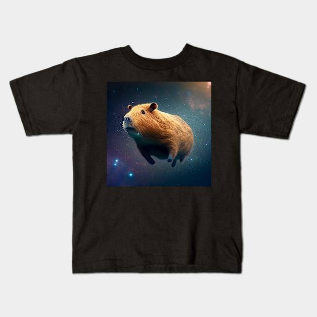 Space Capybara Kids T-Shirt by Red